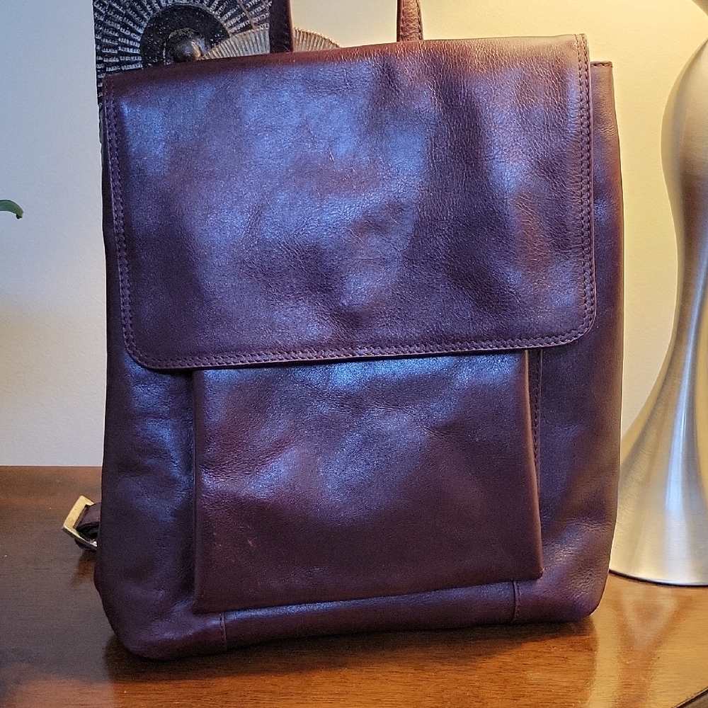 Elegant Brown Leather Women's Backpack